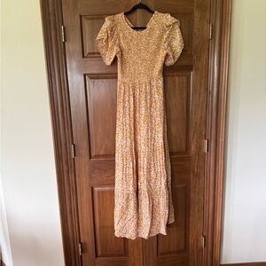 Elegant Orange Floral Maxi Dress